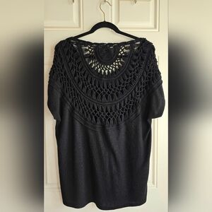 Torrid Crochet Back Top, Black, Plus Size 1 (1X, US 14-16)